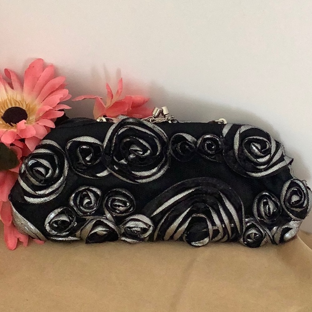Black and Silver Soutache Special Occasion Bag